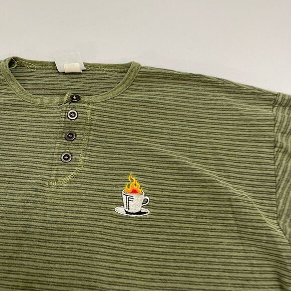 Copa Banana Y2K Green Stripe VTG Single Stitch Coffee T-Shirt Size XL - Picture 3 of 8